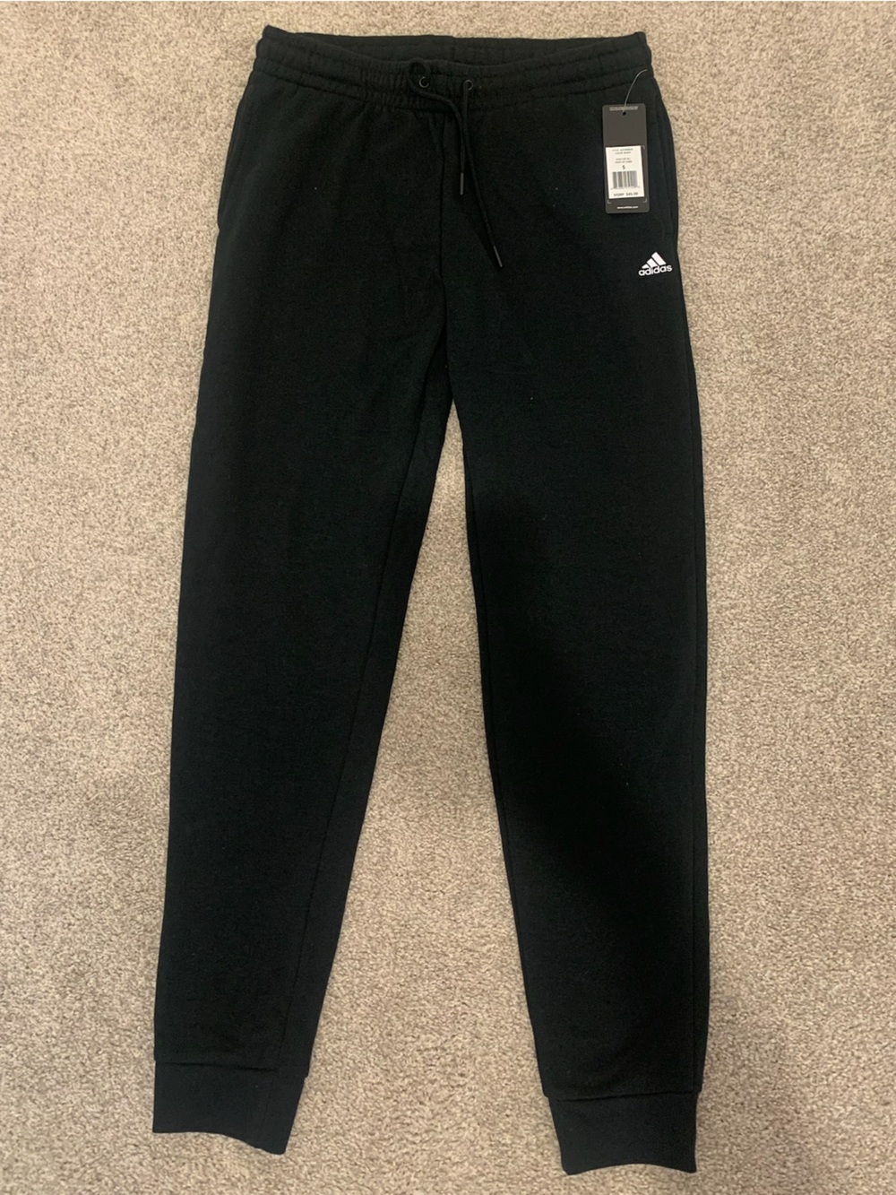 Adidas Black CVC Fleece Logo Athleisure Jogger Sweatpants Women’s Small NWT
